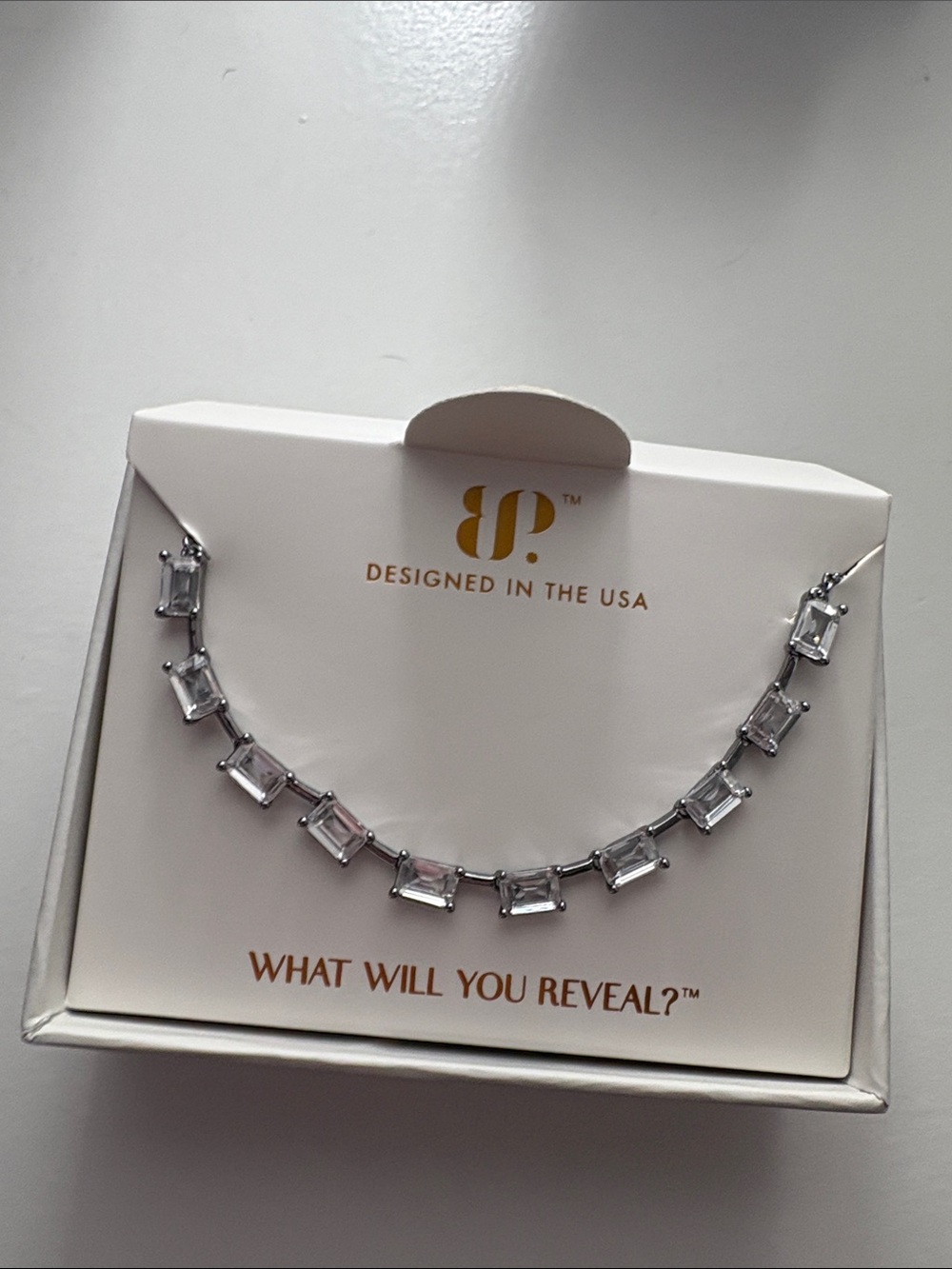 Clear Rectangle Cubic Zirconia  Tennis Necklace - Designed in the USA